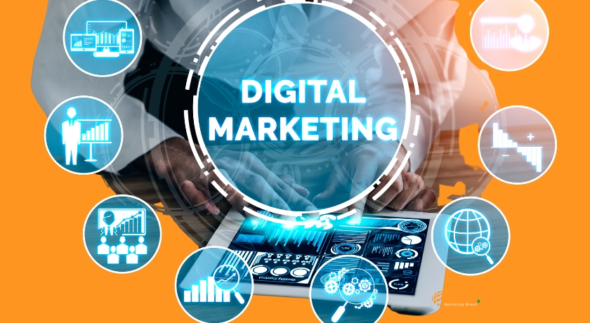 Ilustração representando equilíbrio entre defeitos e qualidades no marketing digital, destacando estratégias de sucesso.