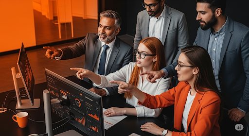 Pessoas vendo um grafico no computador