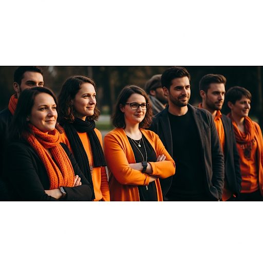 Varias pessoas com olhar de felicidade